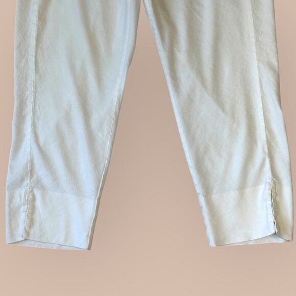 J.Jill Linen Stretch Cropped Lounge Pants Pullon Straight Leg Slit Hem XL White - Picture 6 of 14